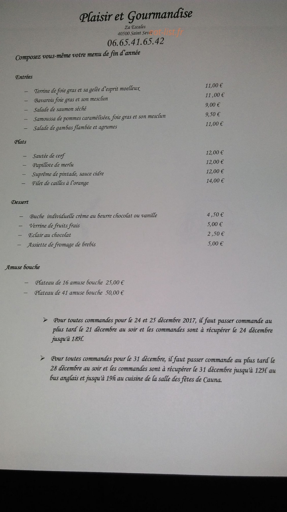 Plaisir et gourmandise — carte page 1