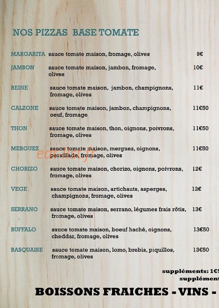 Bmc Pizza Traiteur — carte page 1