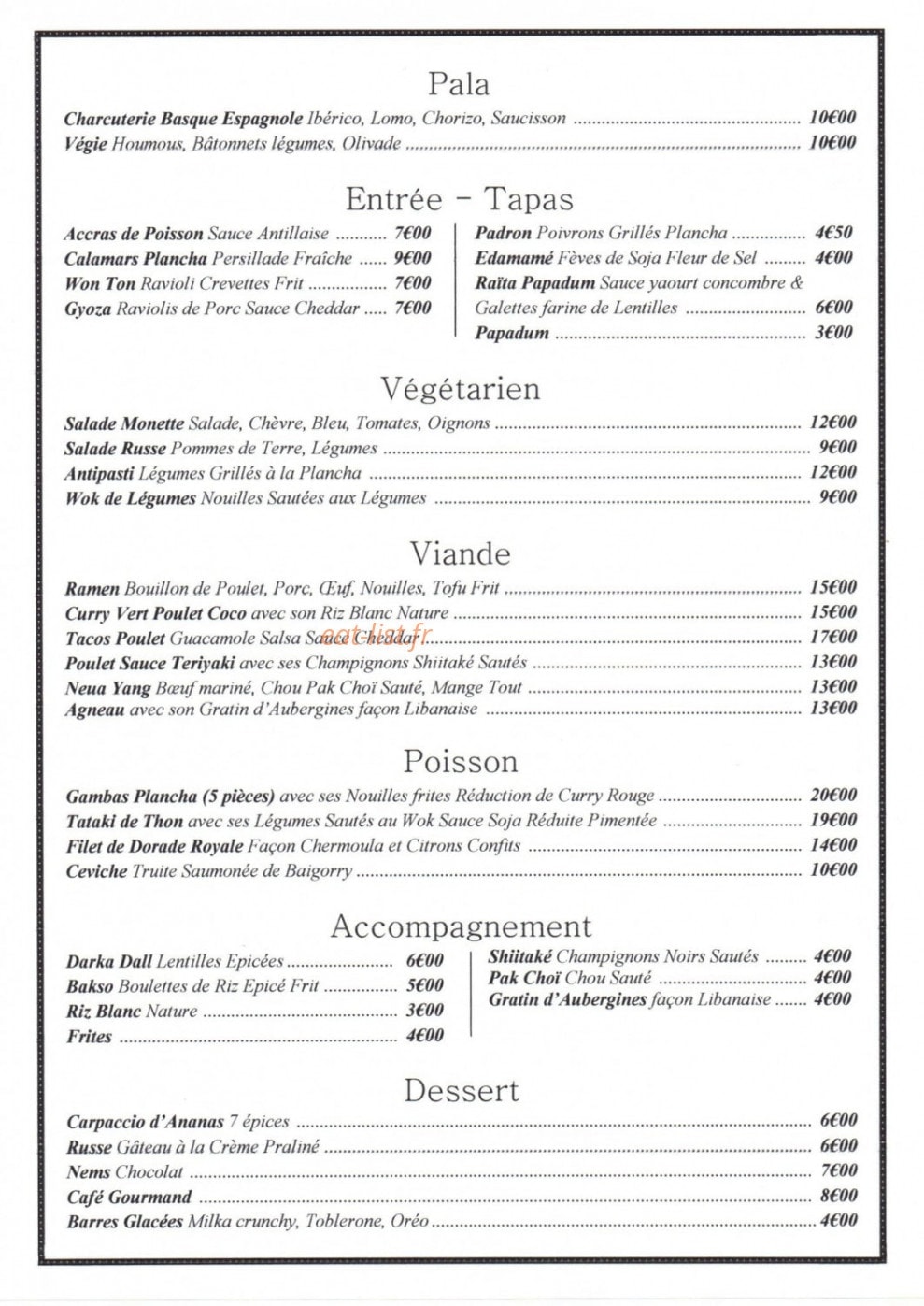 Chez Monette — carte page 2