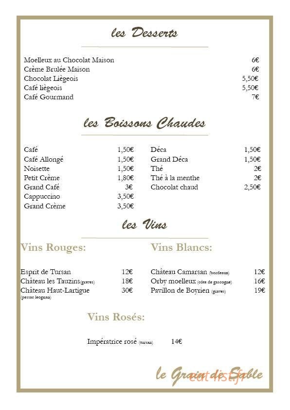 Le Grain de Sable — carte page 3