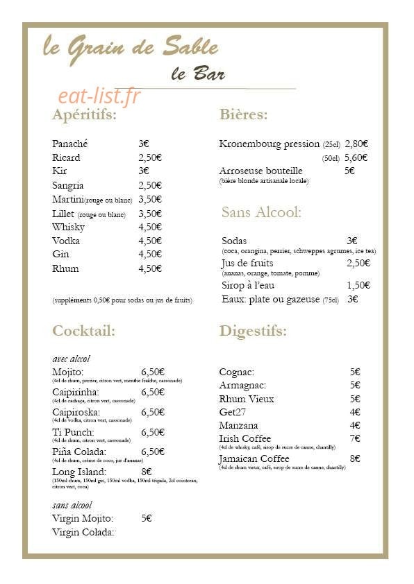 Le Grain de Sable — carte page 2