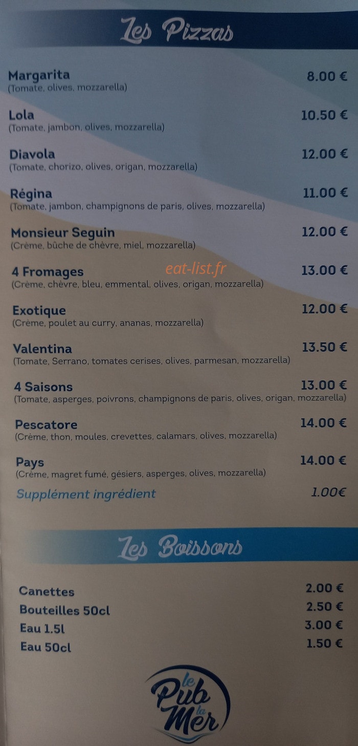 Pub La Mer — carte page 3