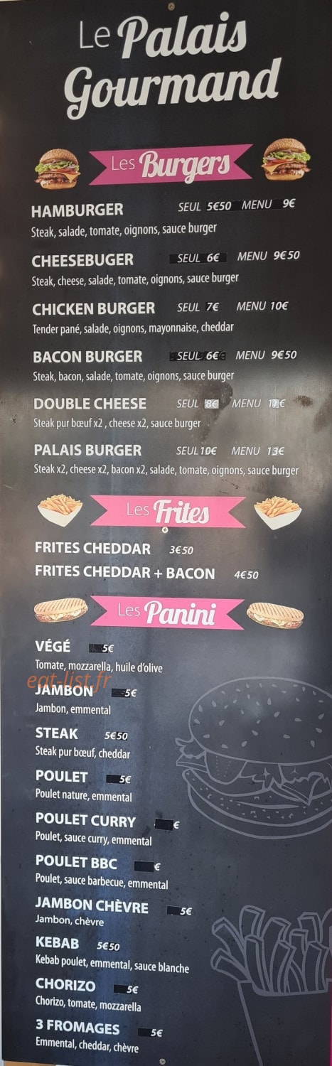 Le Palais Gourmand — carte page 1
