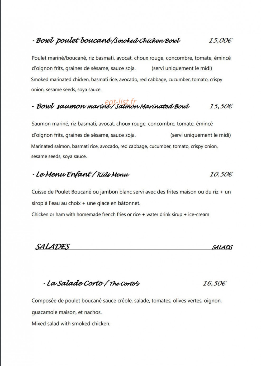 Corto bar — carte page 3