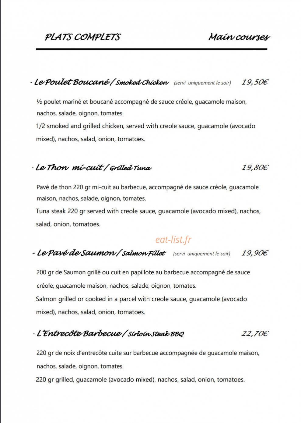Corto bar — carte page 1