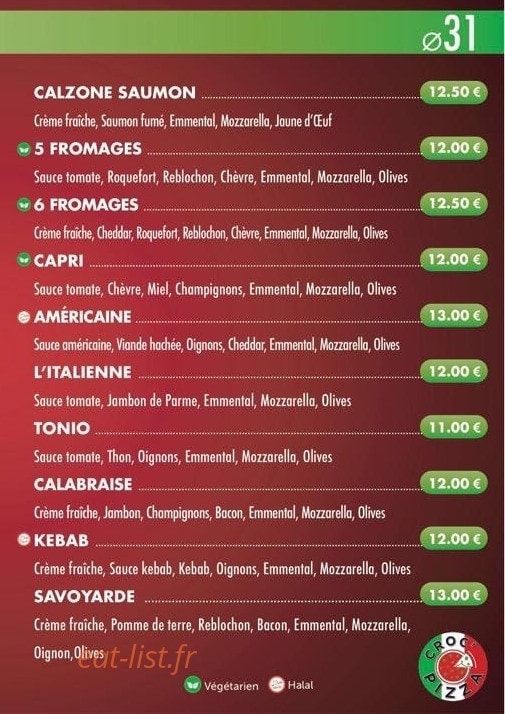 Croc'pizza — carte page 3