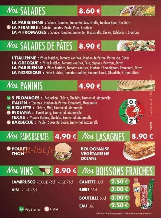 Croc'pizza — carte page 4