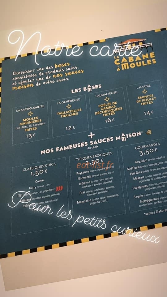 La Cabane à Moules — carte page 1