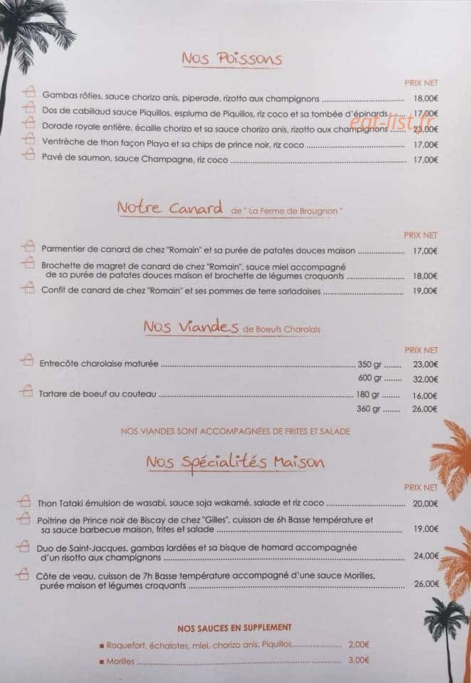 La Playa — carte page 2