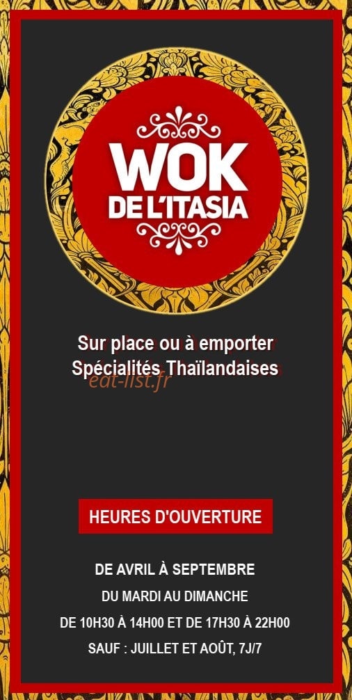Le Wok de l'Itasia — carte page 1