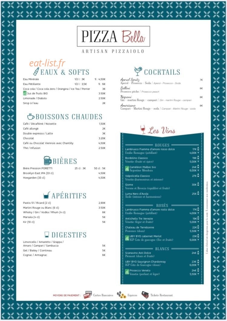 Pizza Bella — carte page 2