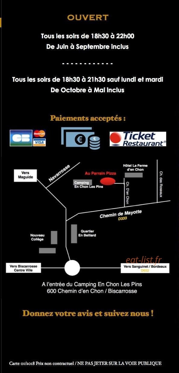 Au Parrain Pizza — carte page 6