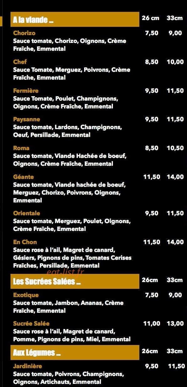 Au Parrain Pizza — carte page 3
