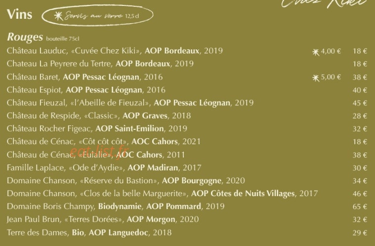 Chez Kiki — carte page 5