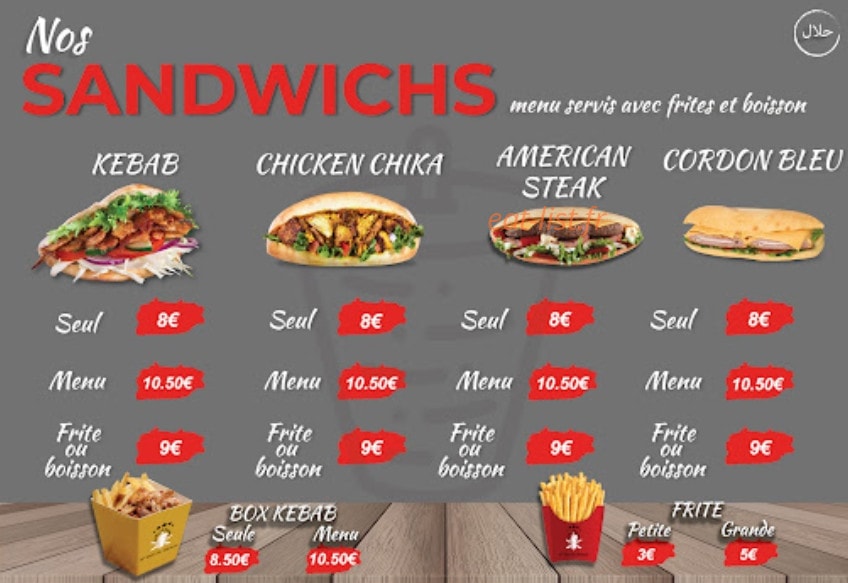 L'as  du Kebab — carte page 1