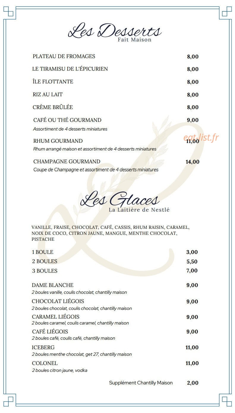 L’épicurien — carte page 4