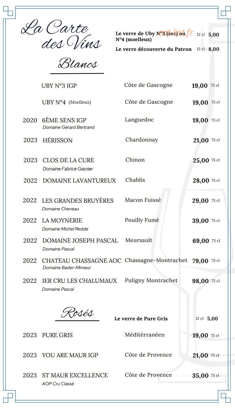 L’épicurien — carte page 8