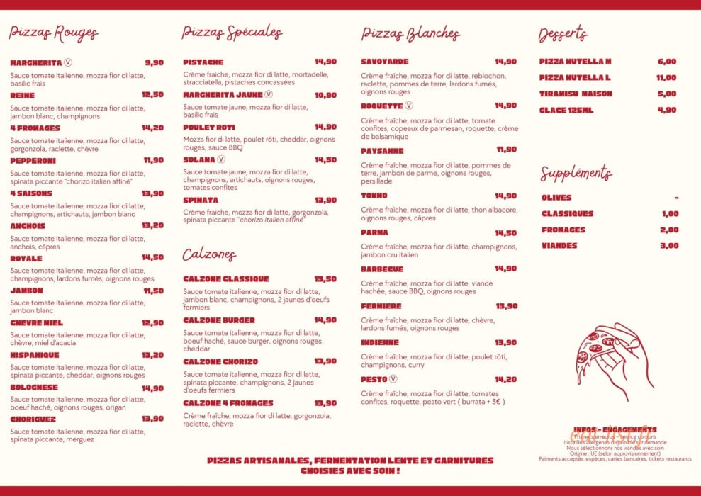 Le Comptoir à Pizzas — carte page 1