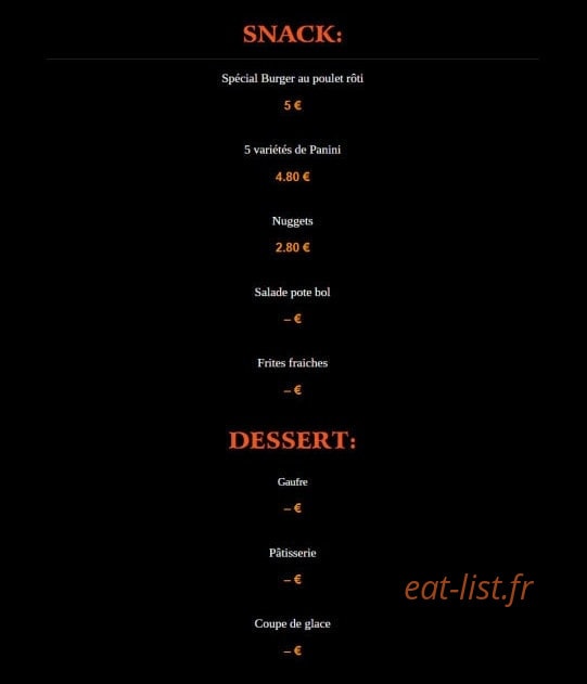 Le Wil Grill — carte page 2