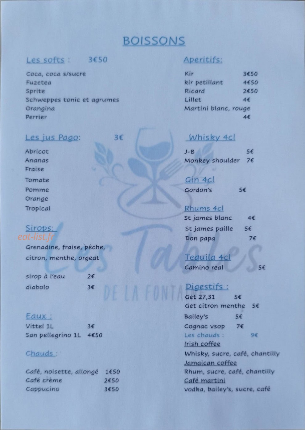Les Tables de la Fontaine — carte page 3