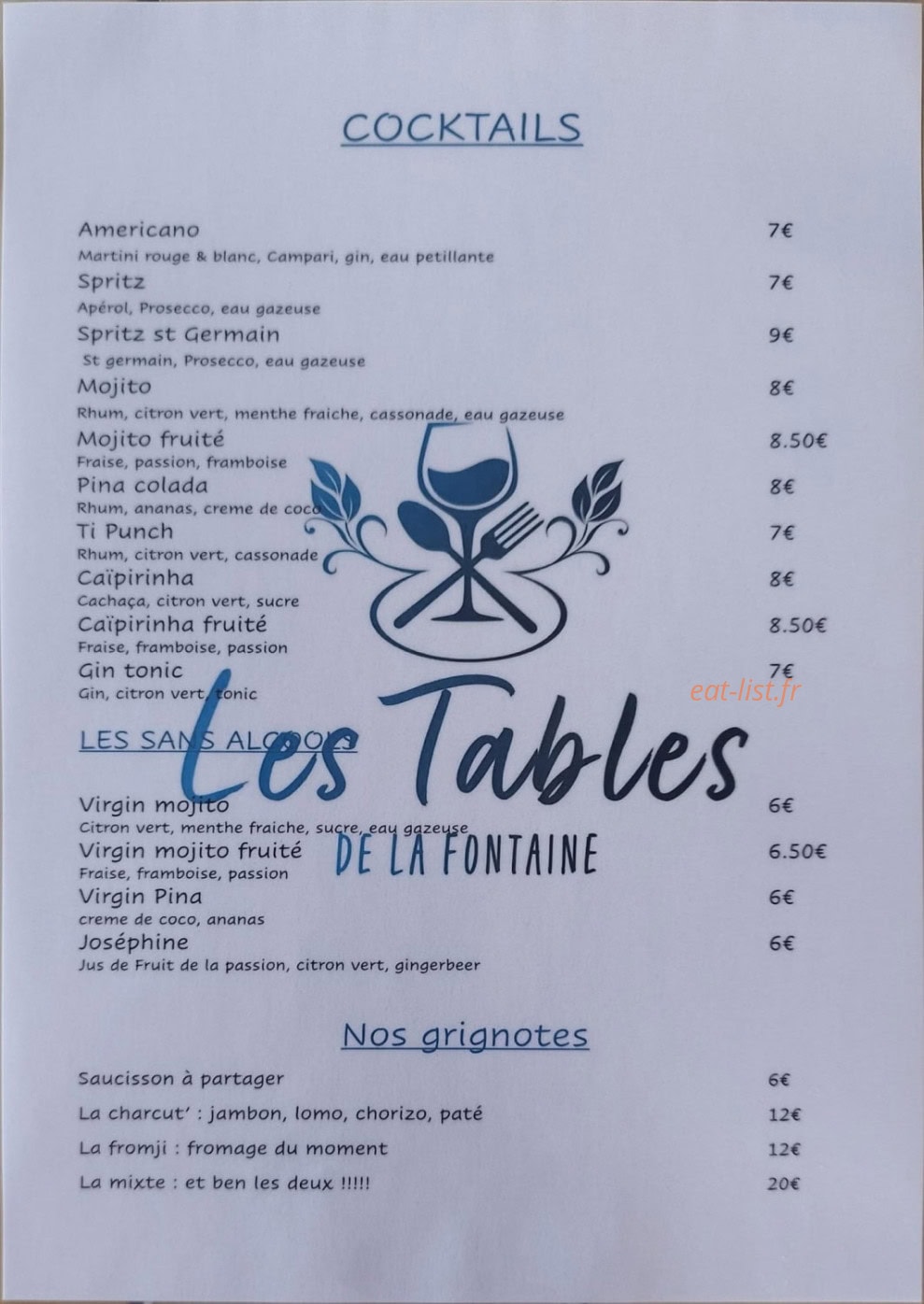 Les Tables de la Fontaine — carte page 5