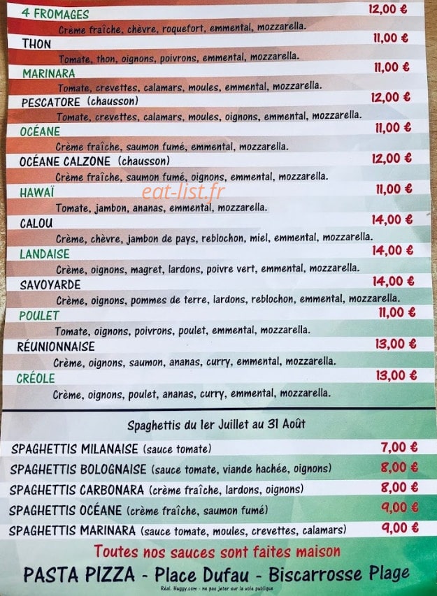 Pasta Pizza — carte page 2