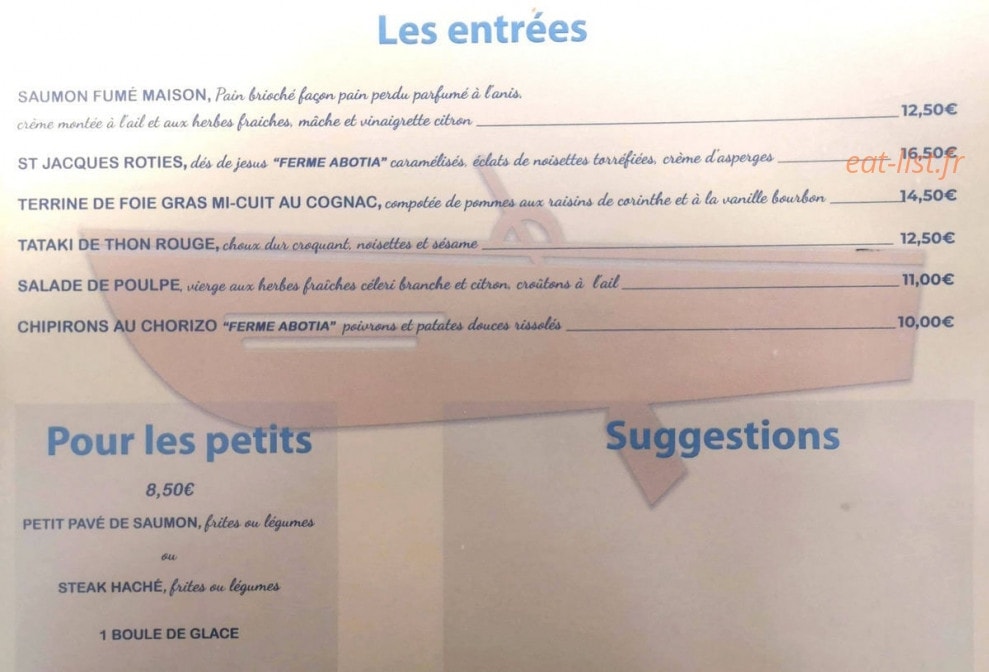 Restaumer — carte page 1