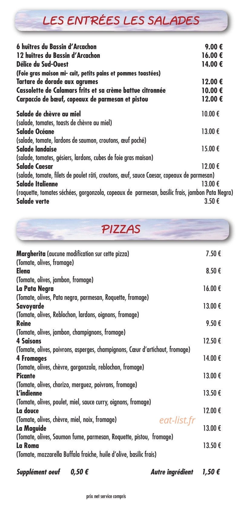 Restaurant Maguide — carte page 2