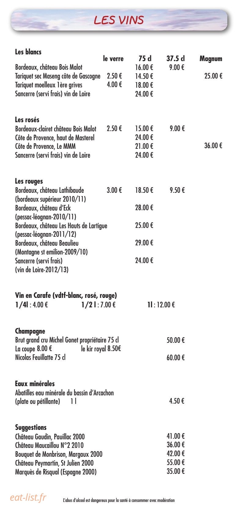 Restaurant Maguide — carte page 6