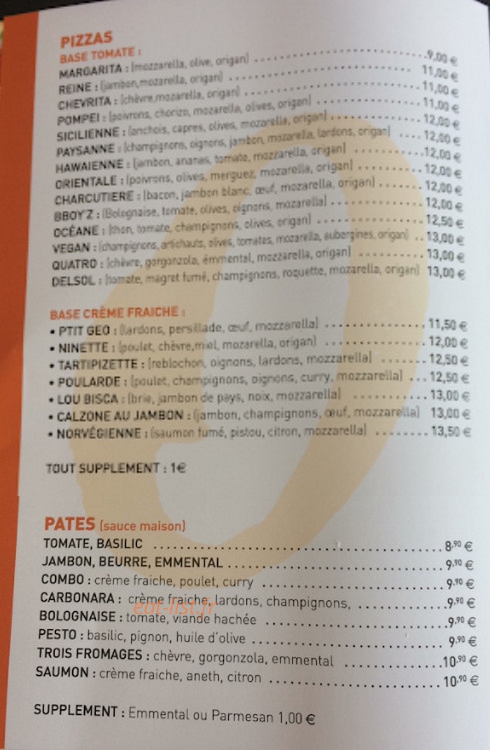 Snack de l'Océan — carte page 1
