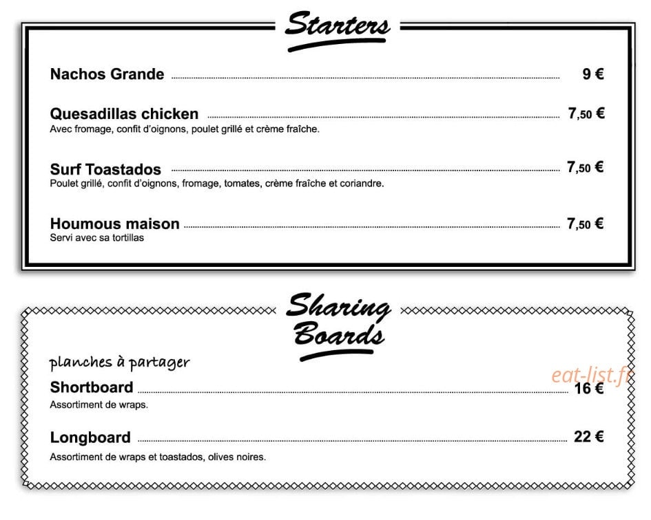 Surf Palace — carte page 4