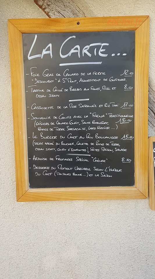 Au petit resto — carte page 1