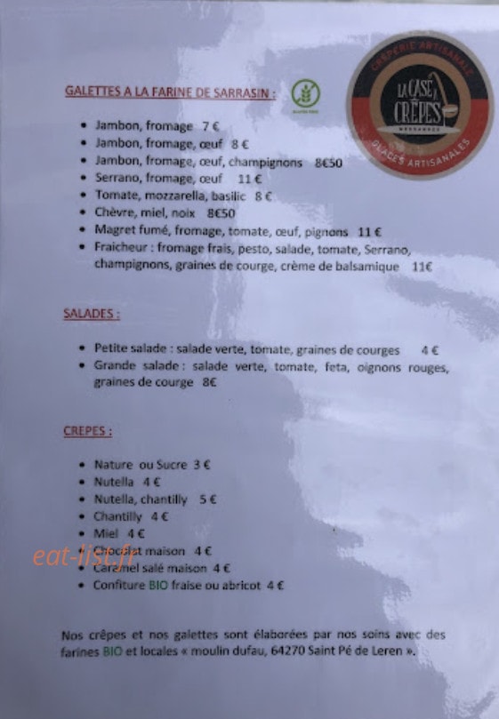 La Case À Crêpes — carte page 1