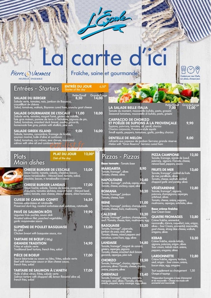 L’Escale — carte page 1