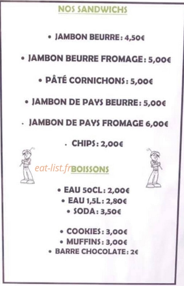 La Table du Golfeur — carte page 1