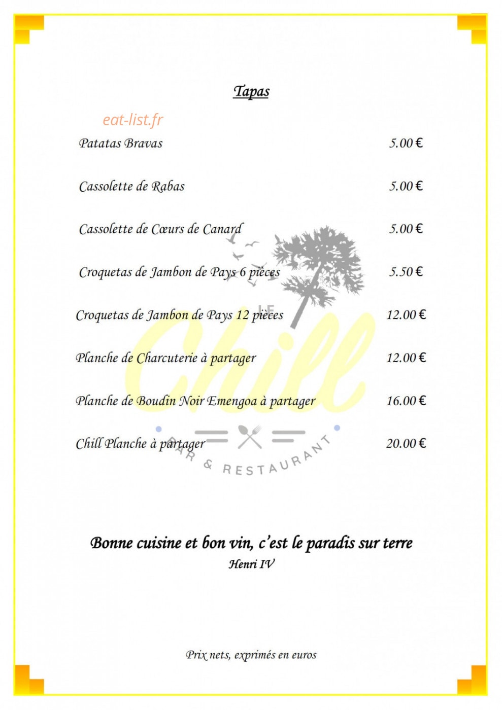 Le Chill — carte page 8