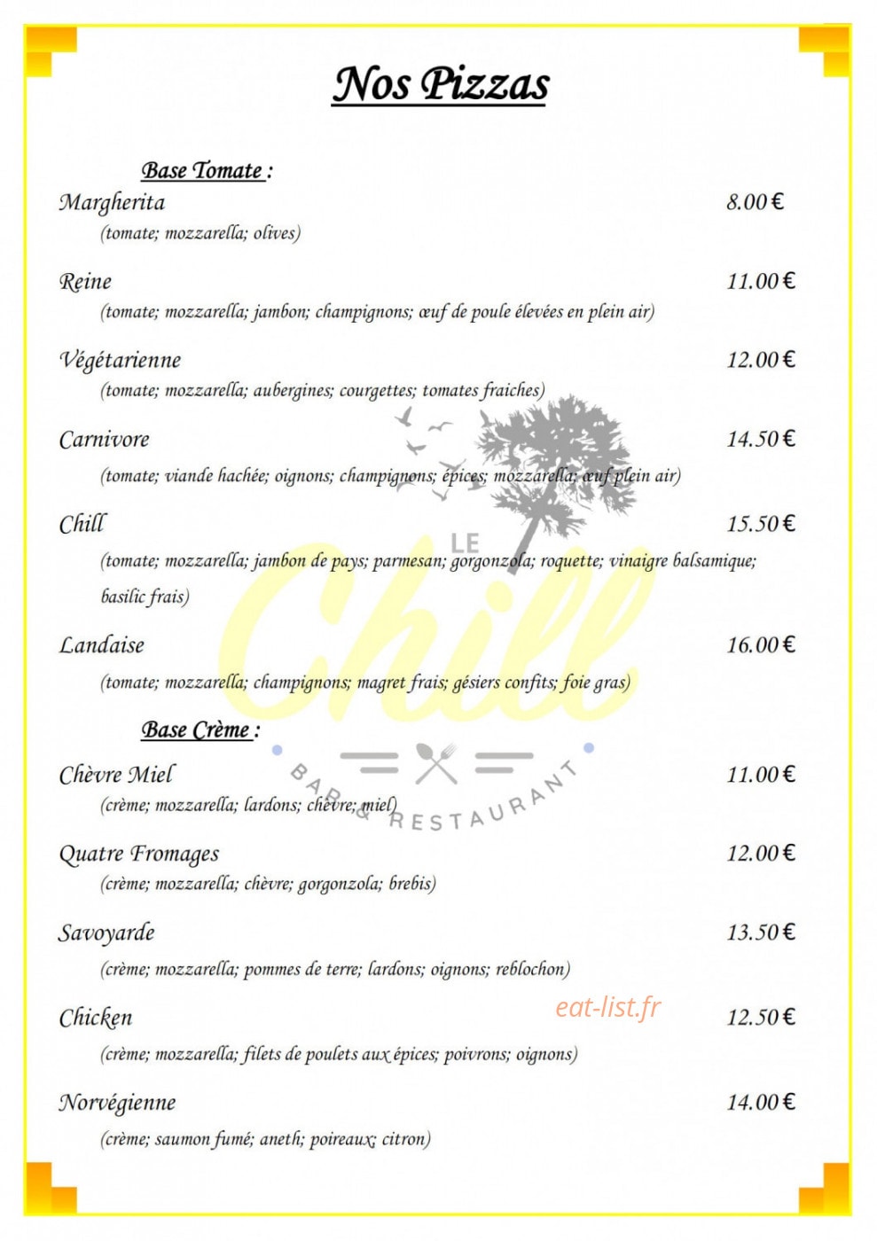 Le Chill — carte page 2