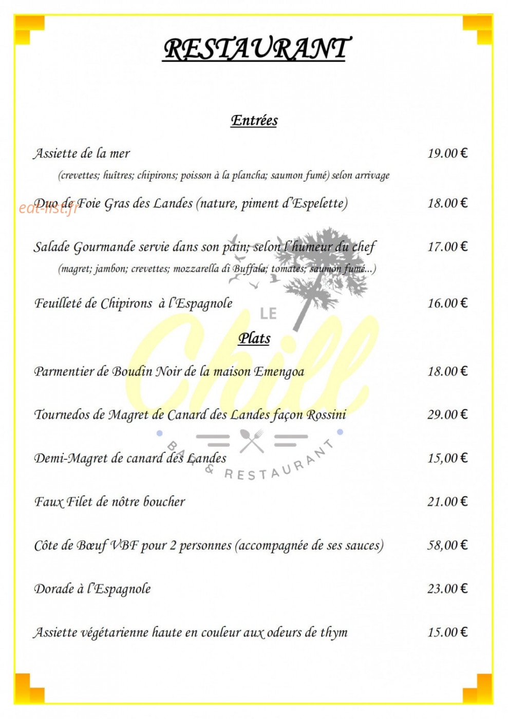 Le Chill — carte page 1