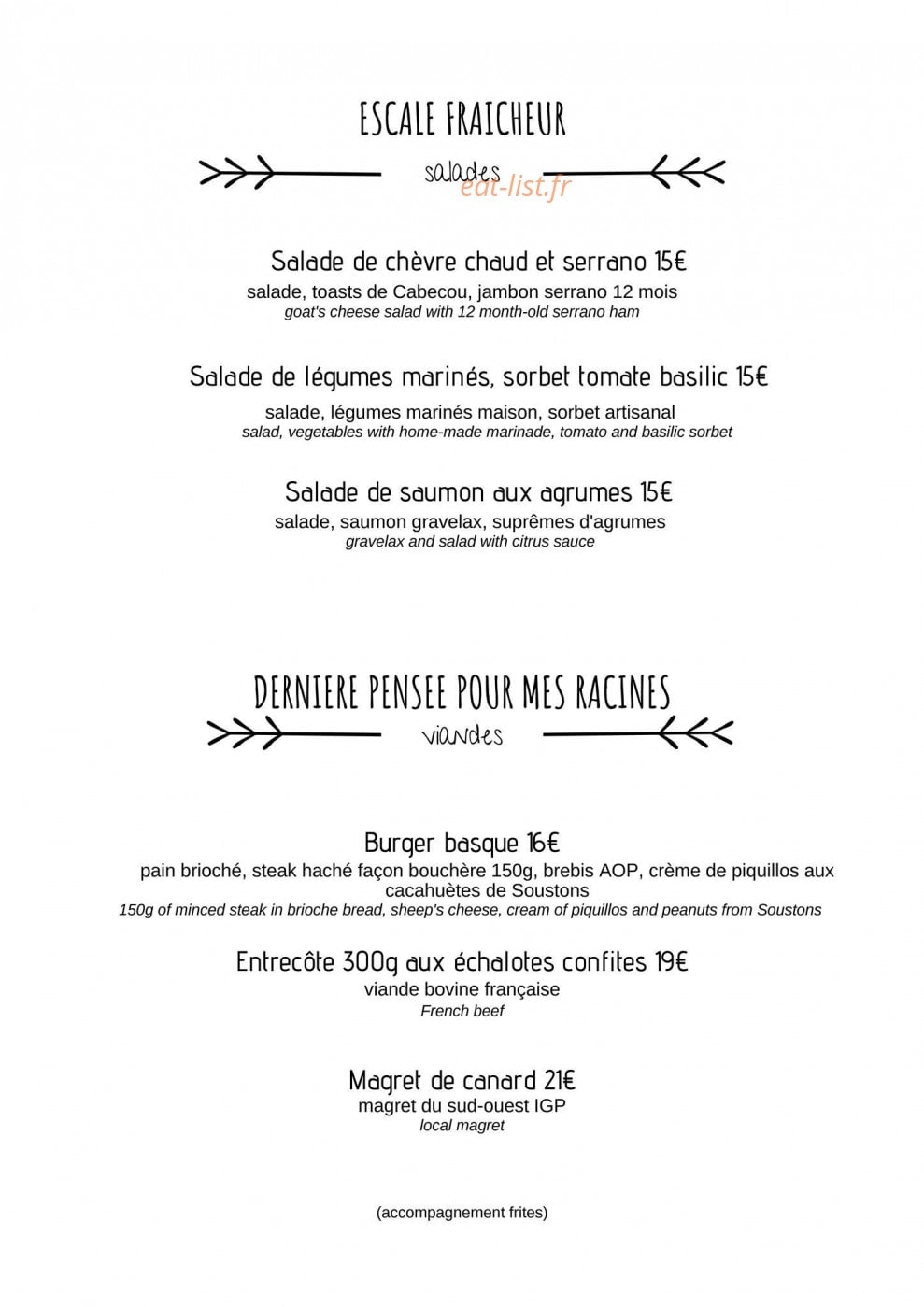 Les Cigales — carte page 4