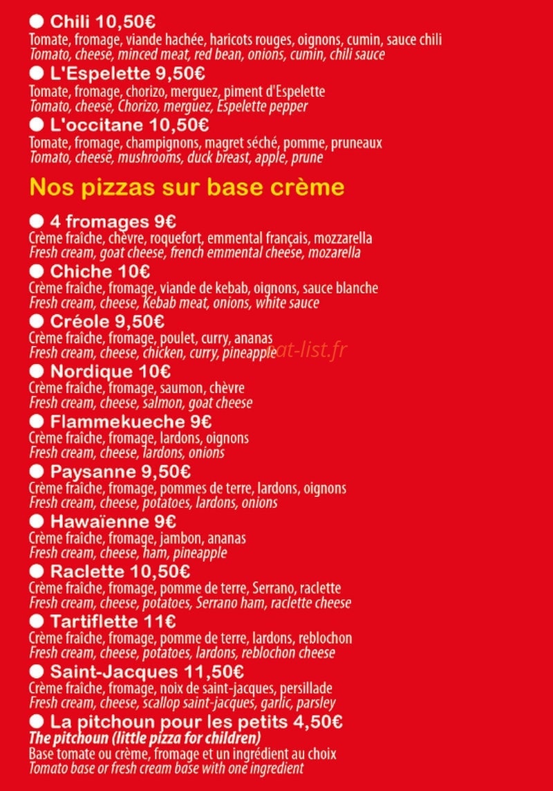 Zaz'Pizza — carte page 3