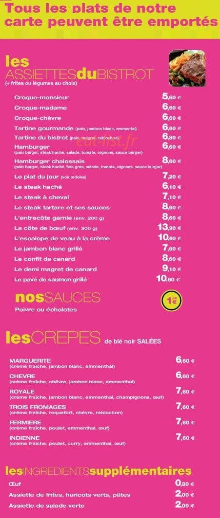 Le bistro du marché — carte page 2