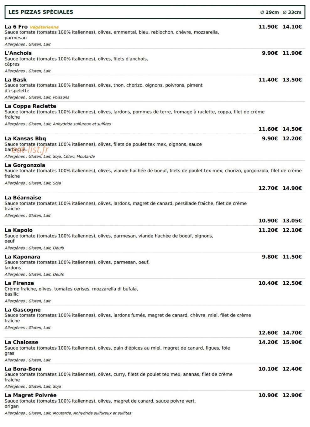 Le kiosque à pizzas — carte page 3