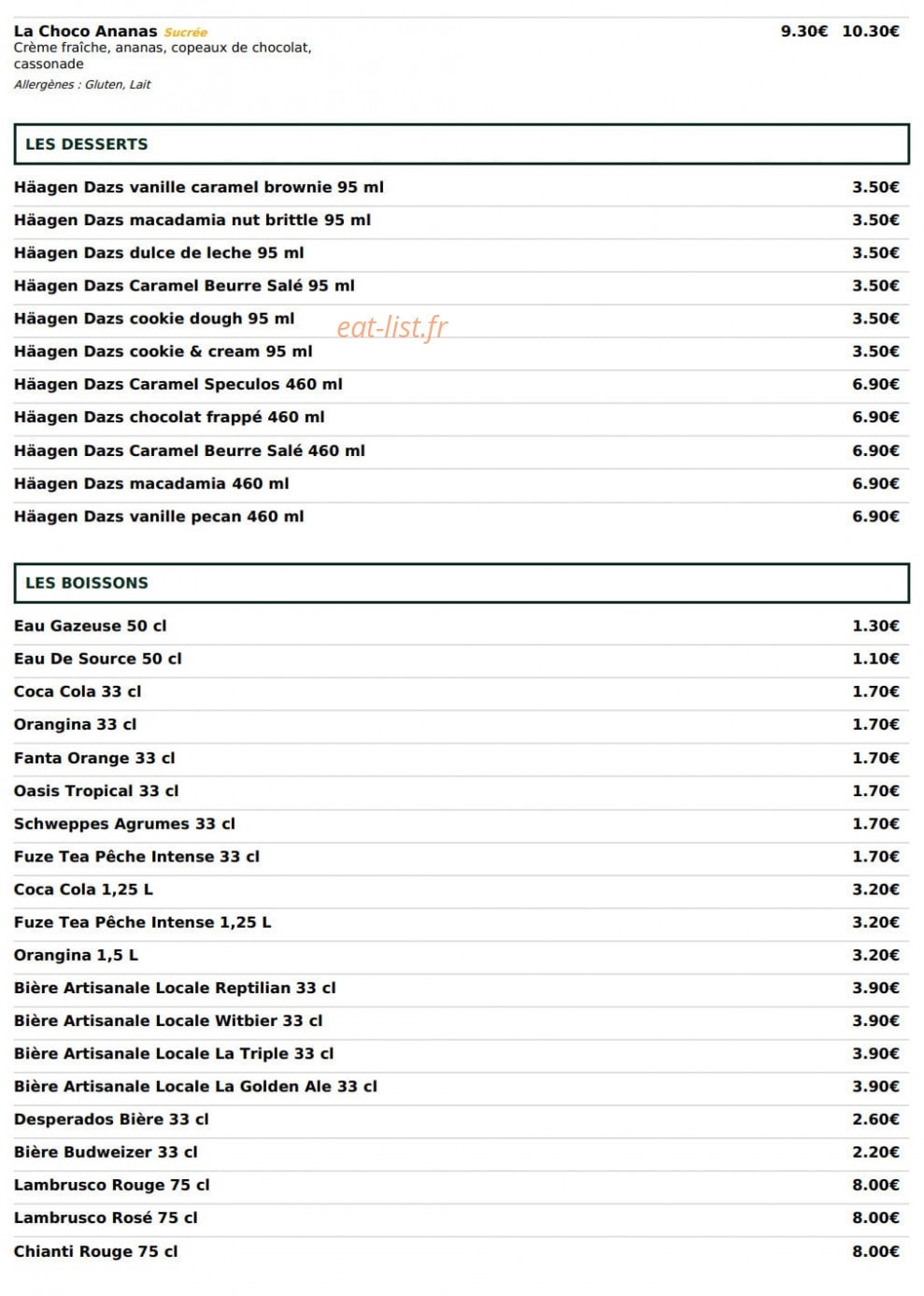Le kiosque à pizzas — carte page 5