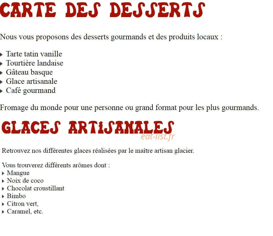 Le Relais Basque — carte page 2