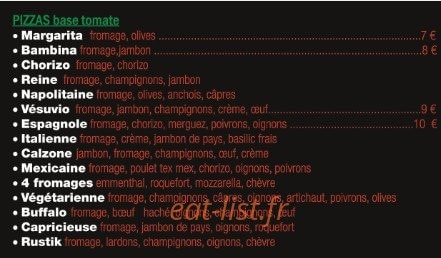 Allo Pizz' — carte page 1
