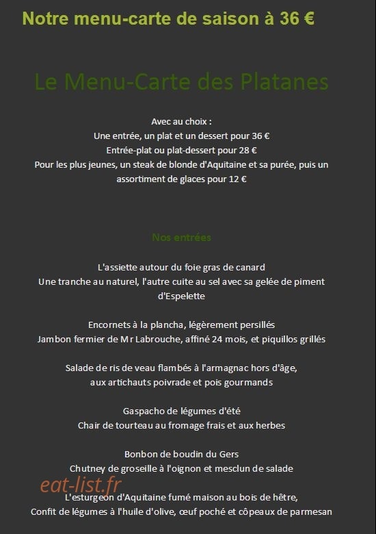 Les platanes — carte page 1