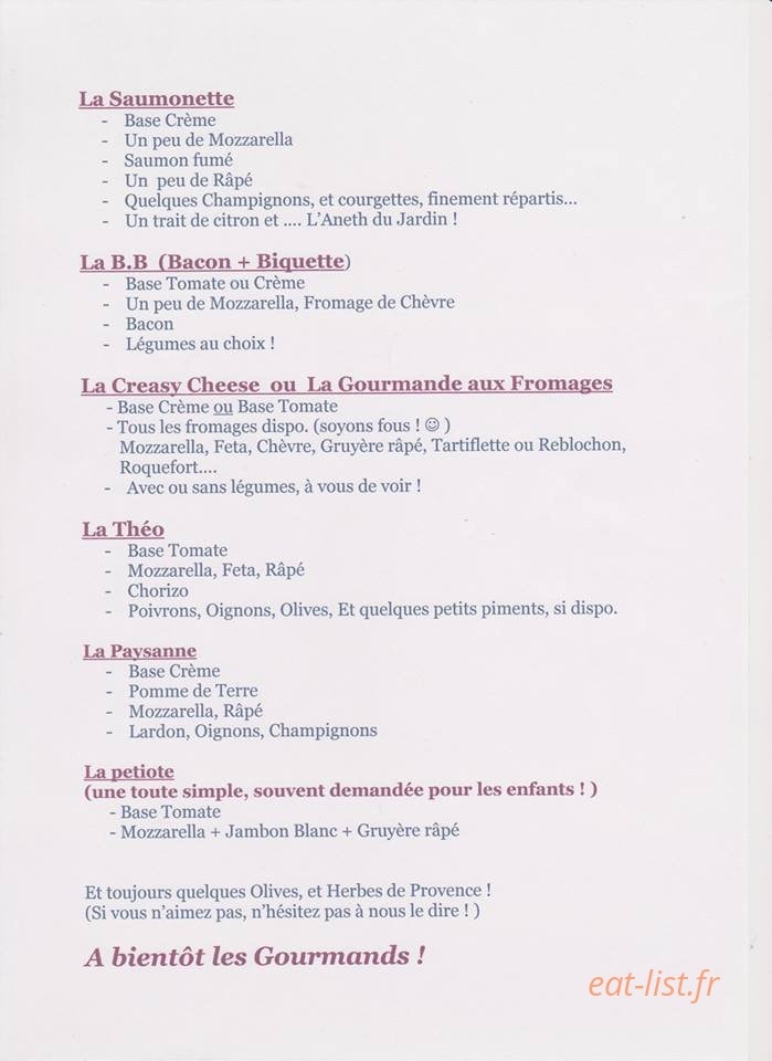 A la fenêtre. Les pizzas d'Anna — carte page 2