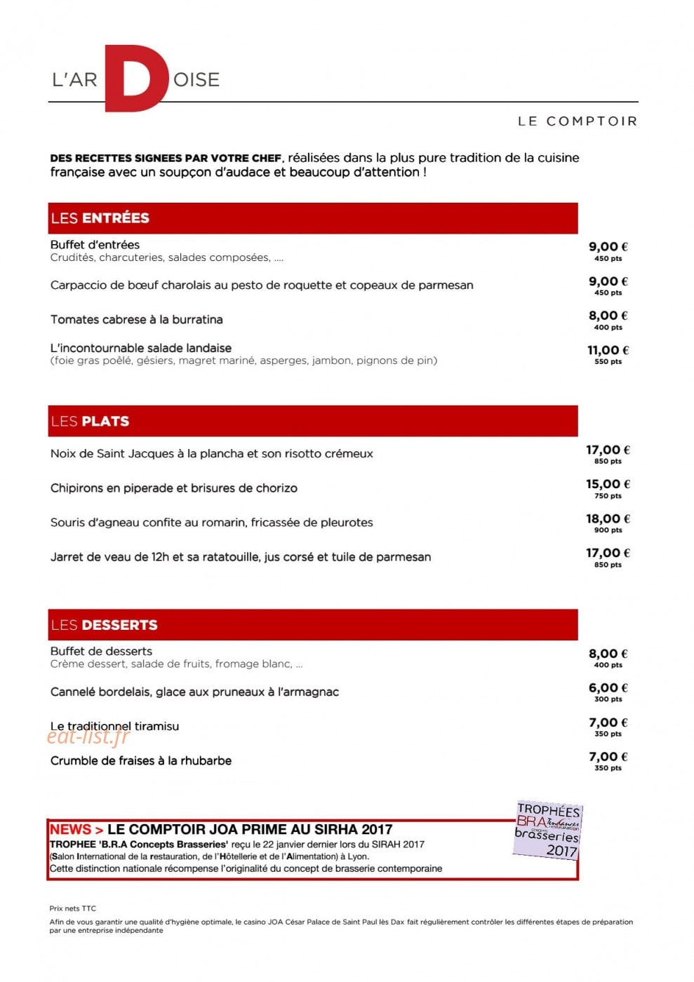 Comptoir JOA — carte page 2