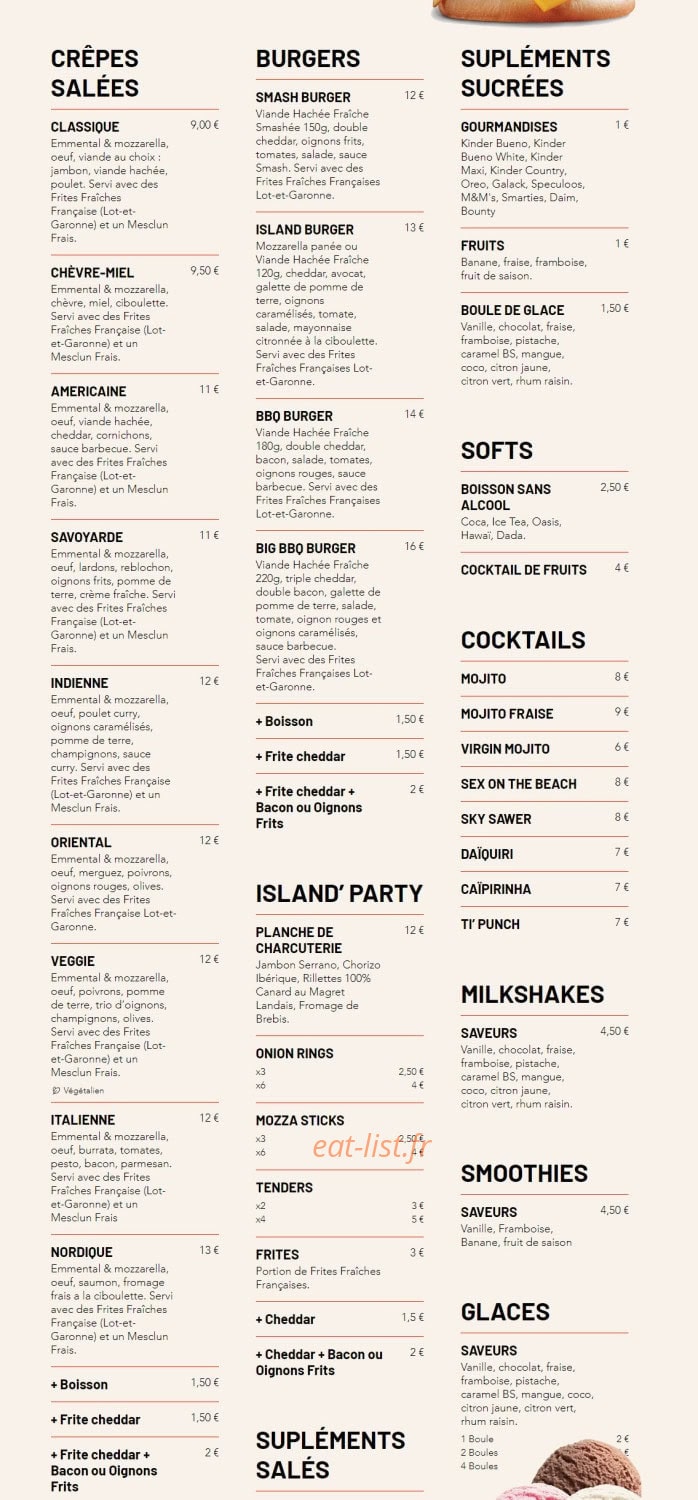 Crêp' Island — carte page 1
