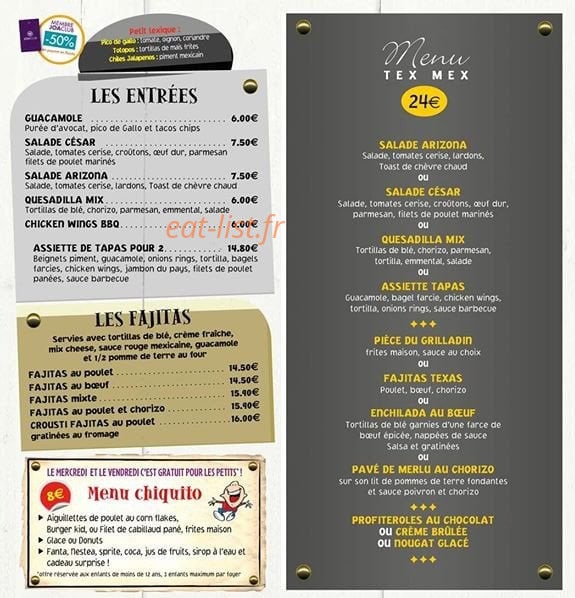 El Tex-Mex — carte page 1